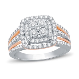 Diamond Engagement Ring 3/4 ct tw Round-cut 10K Two-Tone Gold