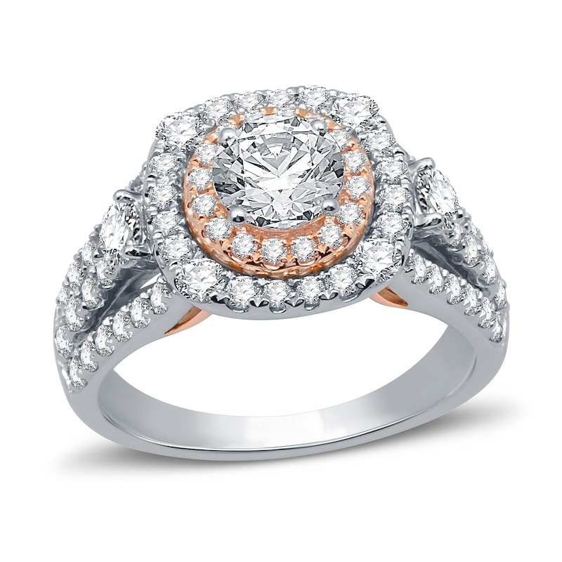 Main Image 1 of Diamond Engagement Ring 1-7/8 ct tw Round-Cut 14K Two-Tone Gold