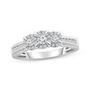 Three Stone Diamond Engagement Ring 1/2 ct tw Round-cut 10K White Gold
