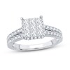 Diamond Engagement Ring 1-1/4 ct tw Princess & Round 14K White Gold