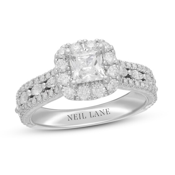 Neil Lane Premiere Diamond Engagement Ring 1-5/8 ct tw Princess, Marquise & Round-Cut 14K White Gold