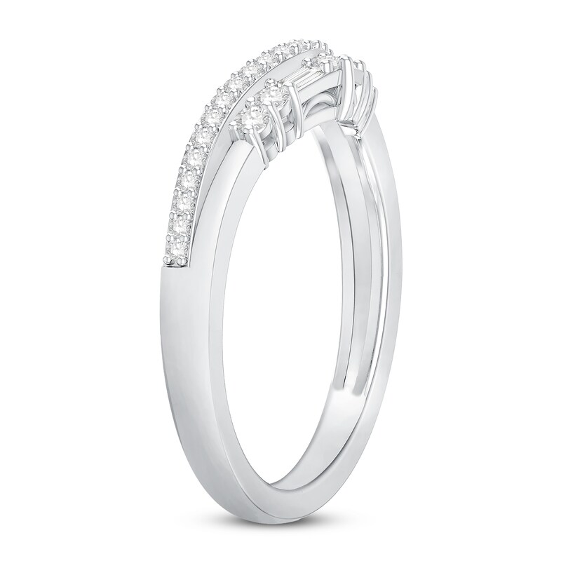 Diamond Contour Ring 1/4 ct tw Baguette/Round 14K White Gold