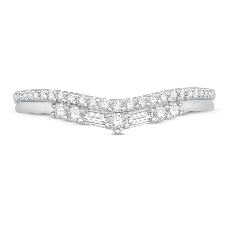 Diamond Contour Ring 1/4 ct tw Baguette/Round 14K White Gold