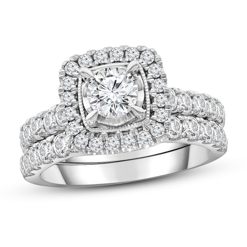 Diamond Bridal Set 2 ct tw Round-cut 10K White Gold