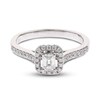Diamond Engagement Ring 1/2 ct tw Emerald/Round 14K White Gold