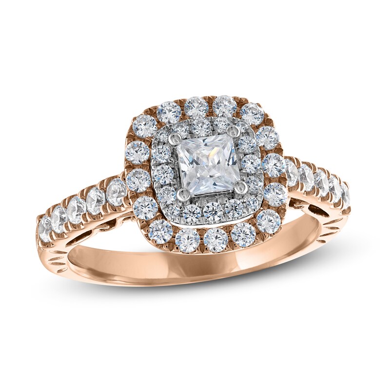 Adrianna Papell Diamond Engagement Ring 7/8 ct tw Princess & Round 14K Two-Tone Gold