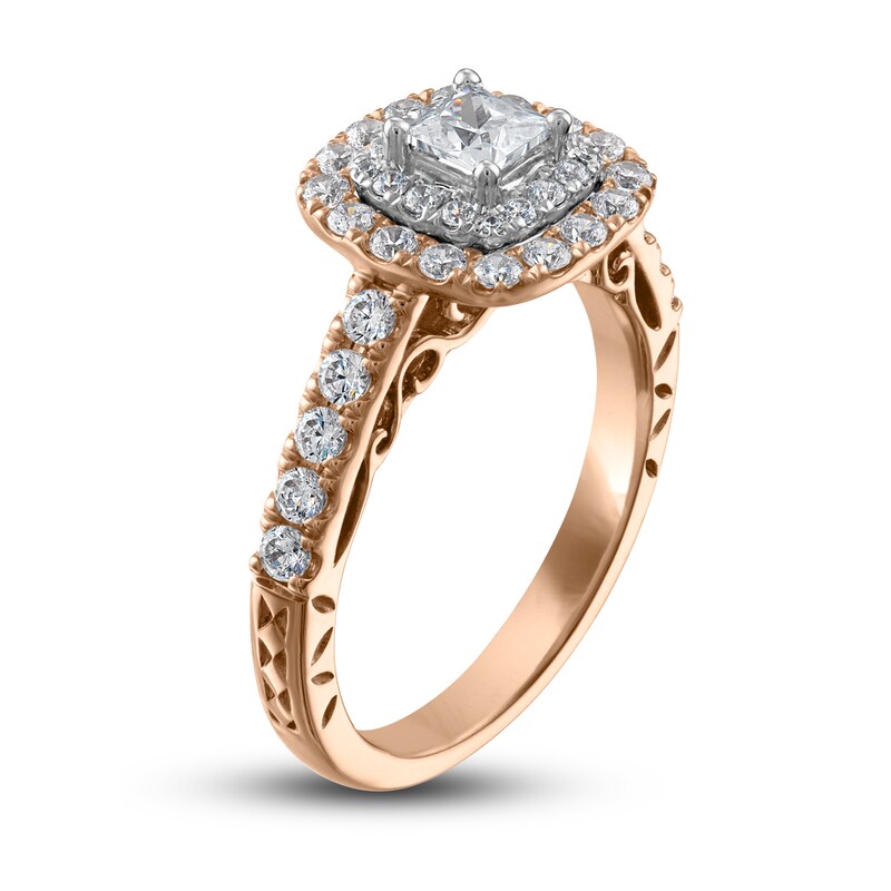 Adrianna Papell Diamond Engagement Ring 7/8 ct tw Princess & Round 14K Two-Tone Gold