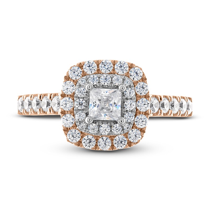 Adrianna Papell Diamond Engagement Ring 7/8 ct tw Princess & Round 14K Two-Tone Gold
