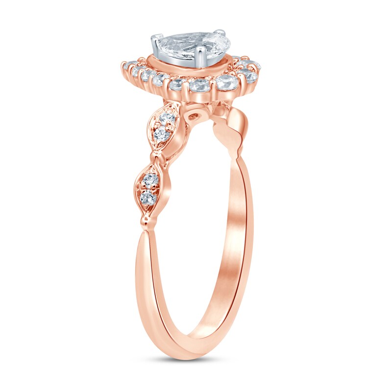 Main Image 2 of Diamond Engagement Ring 5/8 ct tw Pear & Round 14K Rose Gold