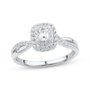 Diamond Engagement Ring 1/2 ct tw Emerald 14K White Gold