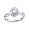 Diamond Engagement Ring 1/2 ct tw Emerald 14K White Gold