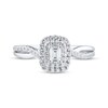 Diamond Engagement Ring 1/2 ct tw Emerald 14K White Gold