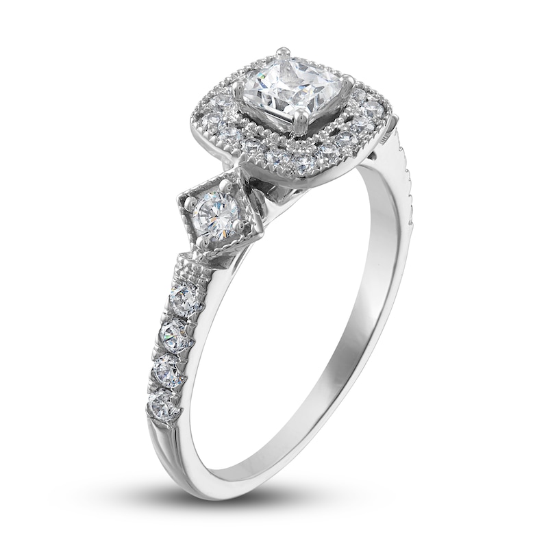 Adrianna Papell Diamond Engagement Ring 7/8 ct tw Princess & Round 14K White Gold