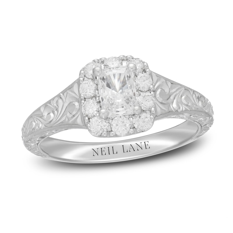 Neil Lane Diamond Engagement Ring 3/4 ct tw Radiant/Round 14K White Gold