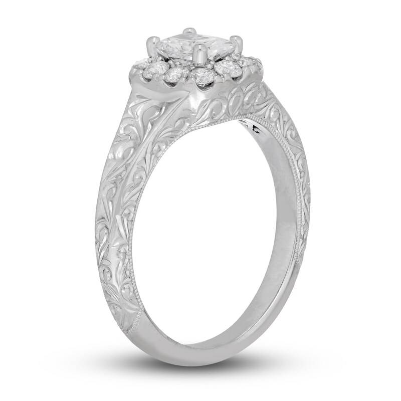 Neil Lane Diamond Engagement Ring 3/4 ct tw Radiant/Round 14K White Gold