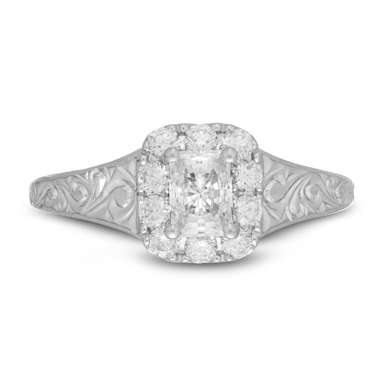 Neil Lane Diamond Engagement Ring 3/4 ct tw Radiant/Round 14K White Gold