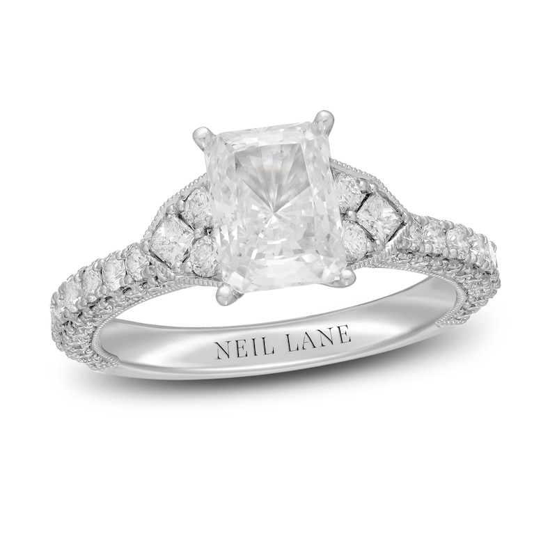 Main Image 1 of Neil Lane Premiere Diamond Engagement Ring 2-3/8 ct tw Radiant, Round & Princess-Cut 14K White Gold
