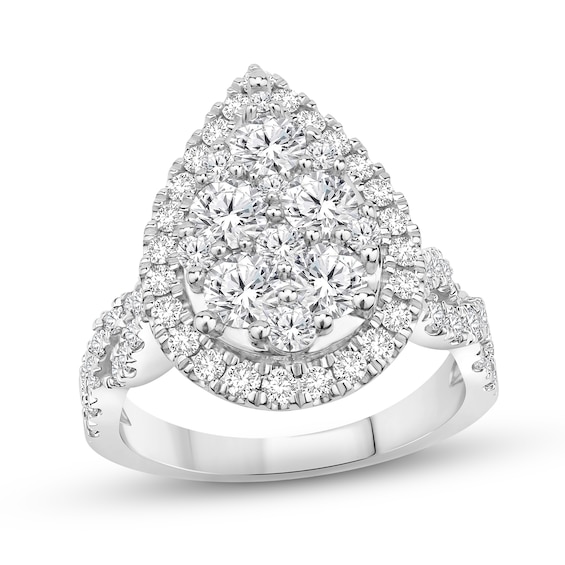 Multi-Diamond Engagement Ring 2 ct tw Round-cut 14K White Gold