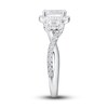 Three-Stone Diamond Engagement Ring 1-1/3 ct tw Emerald/Round 18K White Gold