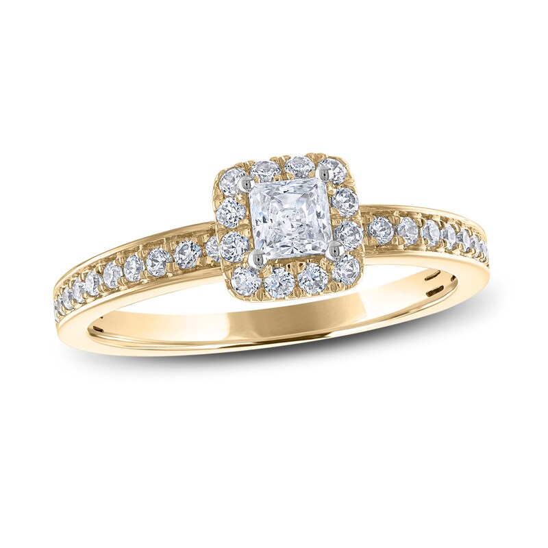Diamond Engagement Ring 5/8 ct tw Princess & Round 14K Yellow Gold