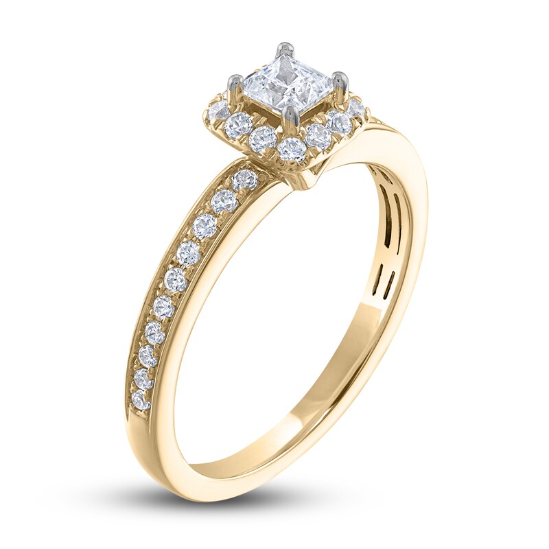 Diamond Engagement Ring 5/8 ct tw Princess & Round 14K Yellow Gold