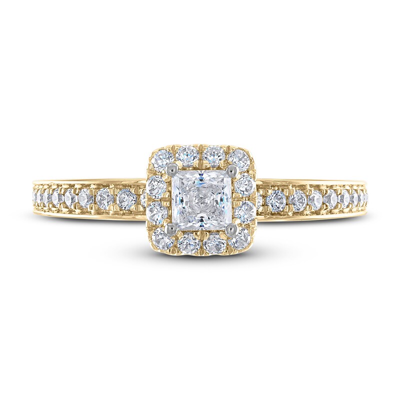 Diamond Engagement Ring 5/8 ct tw Princess & Round 14K Yellow Gold