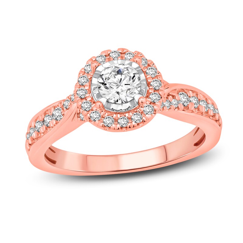 Diamond Engagement Ring 5/8 ct tw Round-cut 18K Two-Tone Gold