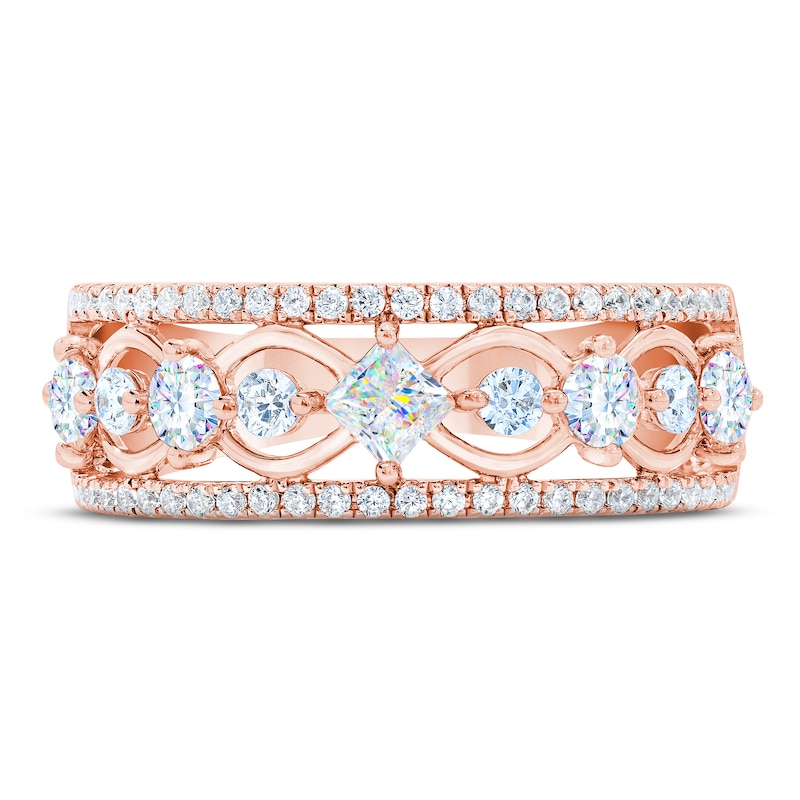 Main Image 3 of THE LEO First Light Diamond Princess & Round-Cut Anniversary Ring 1 ct tw 14K Rose Gold