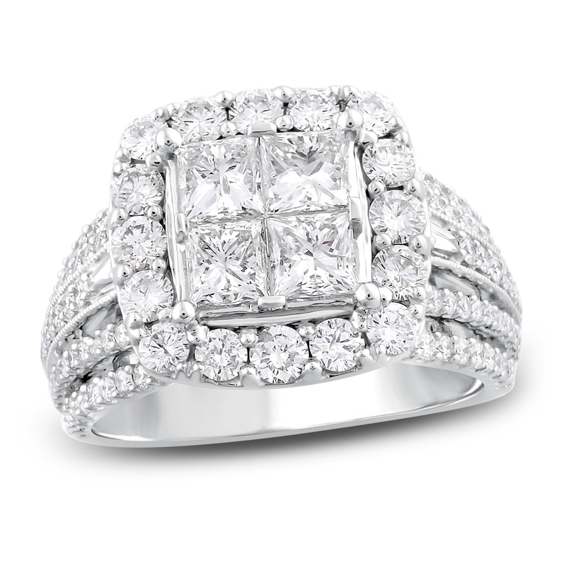Main Image 1 of Adore Diamond Engagement Ring 3 ct tw Princess/Round/Baguette-Cut 14K White Gold