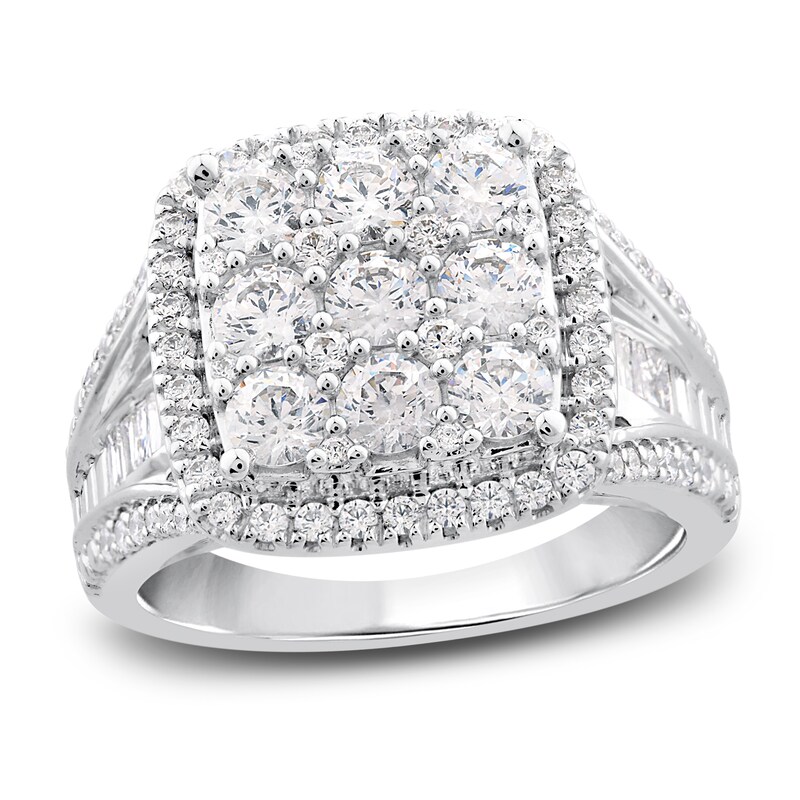 Main Image 1 of Adore Diamond Engagement Ring 2-1/2 ct tw Round & Baguette-Cut 14K White Gold