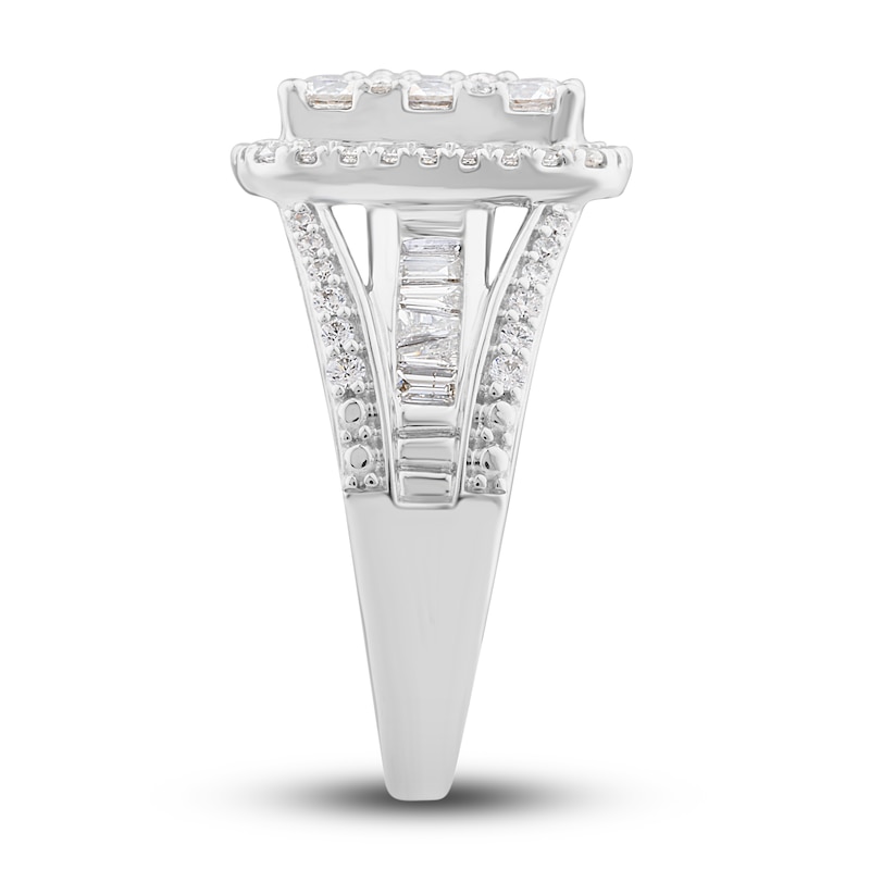 Main Image 2 of Adore Diamond Engagement Ring 2-1/2 ct tw Round & Baguette-Cut 14K White Gold
