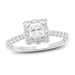 Diamond Solitaire GIA Engagement Ring 1 ct tw Cushion/Round-Cut 14K White Gold
