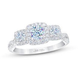 THE LEO First Light Diamond Three-Stone Engagement Ring 1 ct tw 14K White Gold