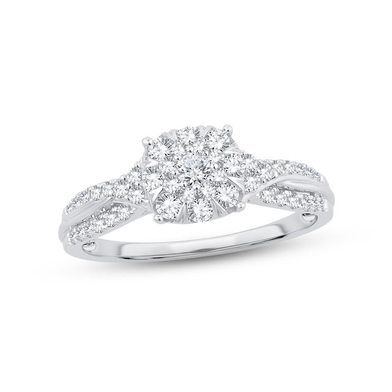 Main Image 1 of Adore Diamond Engagement Ring 1/2 ct tw Round-cut 10K White Gold