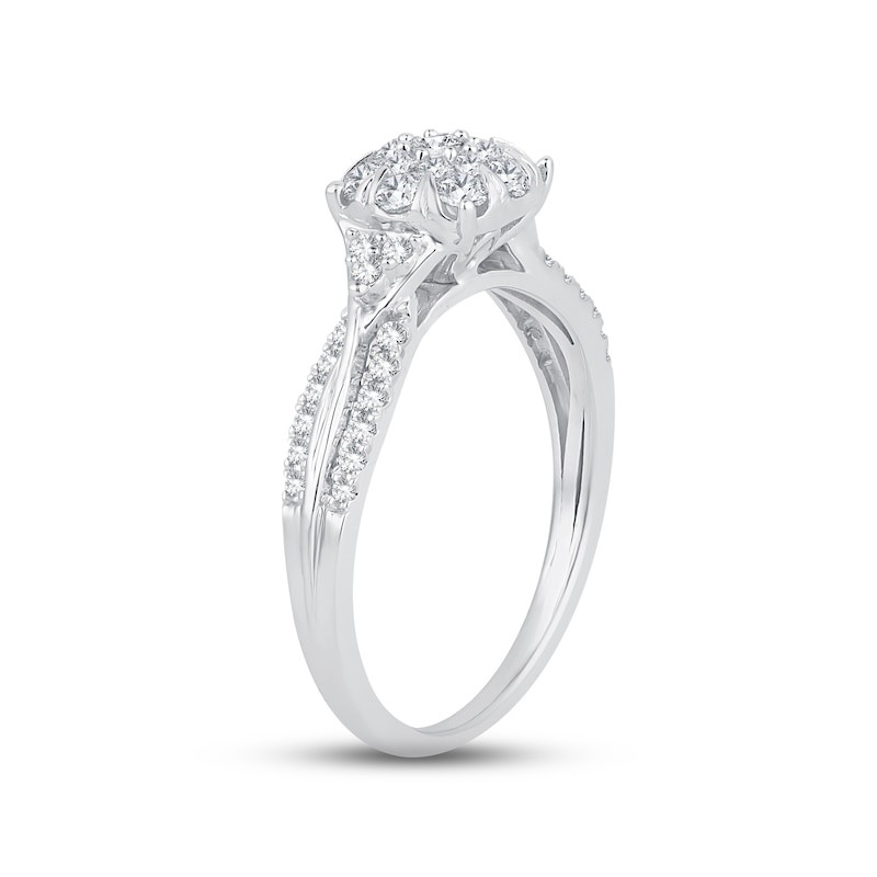 Main Image 2 of Adore Diamond Engagement Ring 1/2 ct tw Round-cut 10K White Gold