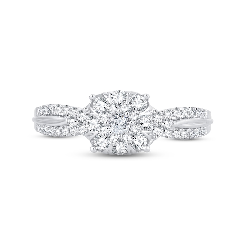Main Image 3 of Adore Diamond Engagement Ring 1/2 ct tw Round-cut 10K White Gold