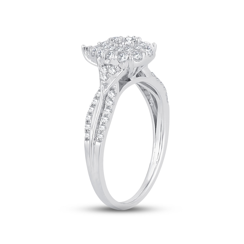 Main Image 2 of Adore Diamond Engagement Ring 1/2 ct tw Round-cut 10K White Gold