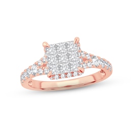 Adore Diamond Engagement Ring 1-1/4 ct tw Princess & Round-cut 10K Rose Gold