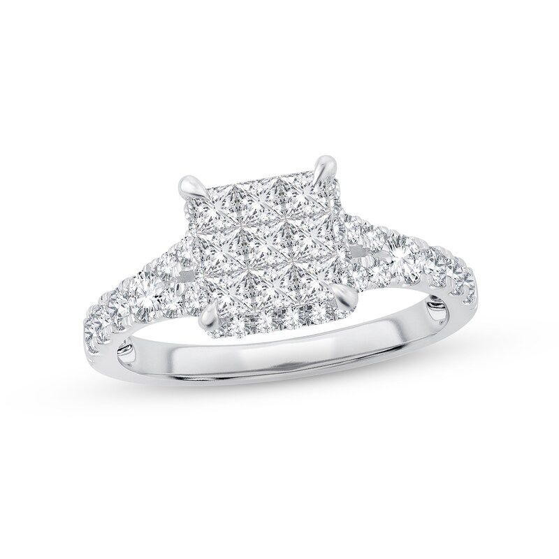 Main Image 1 of Adore Diamond Engagement Ring 1-1/4 ct tw Princess & Round-cut 10K White Gold