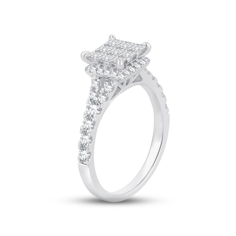 Main Image 2 of Adore Diamond Engagement Ring 1-1/4 ct tw Princess & Round-cut 10K White Gold