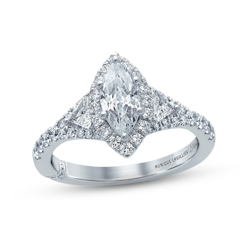 Monique Lhuillier Bliss Diamond Engagement Ring 1-1/2 ct tw Marquise, Pie & Round-Cut 18K White Gold