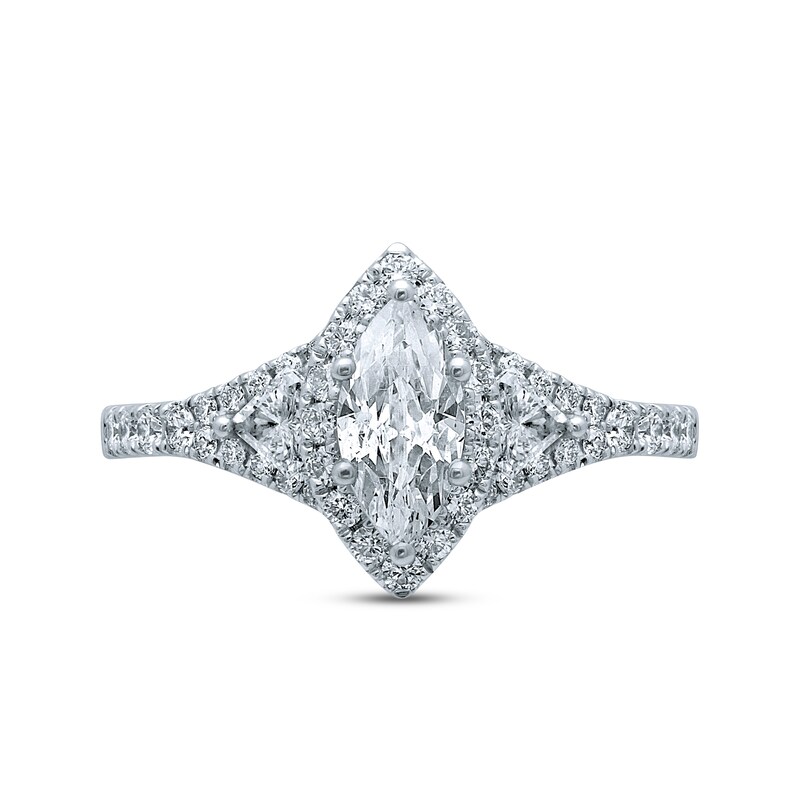 Monique Lhuillier Bliss Diamond Engagement Ring 1-1/2 ct tw Marquise, Pie & Round-Cut 18K White Gold