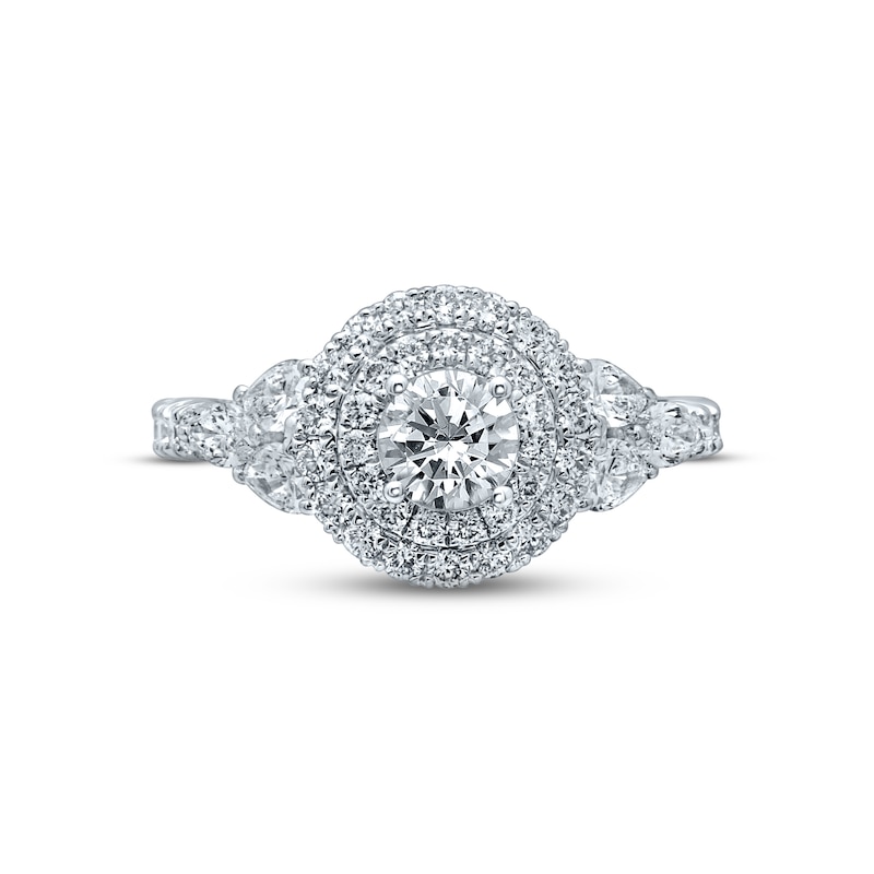 Monique Lhuillier Bliss Diamond Engagement Ring 1-5/8 ct tw Round, Pear & Marquise-cut 18K White Gold