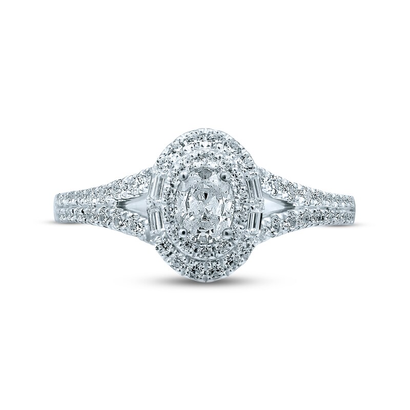 Main Image 2 of Monique Lhuillier Bliss Diamond Engagement Ring 3/4 ct tw Oval, Baguette & Round-cut 18K White Gold