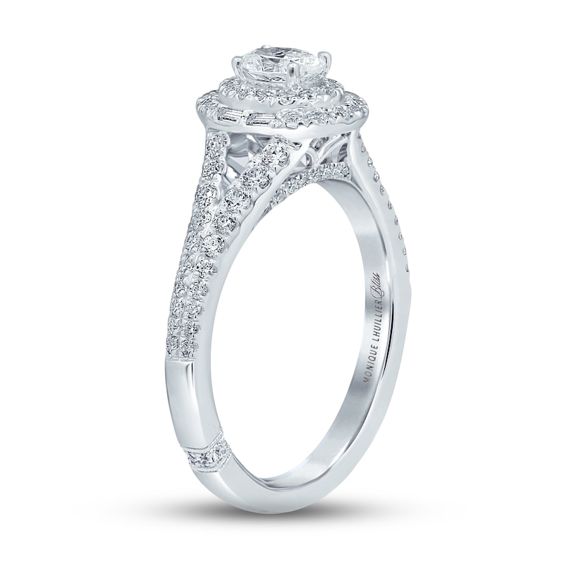 Main Image 3 of Monique Lhuillier Bliss Diamond Engagement Ring 3/4 ct tw Oval, Baguette & Round-cut 18K White Gold
