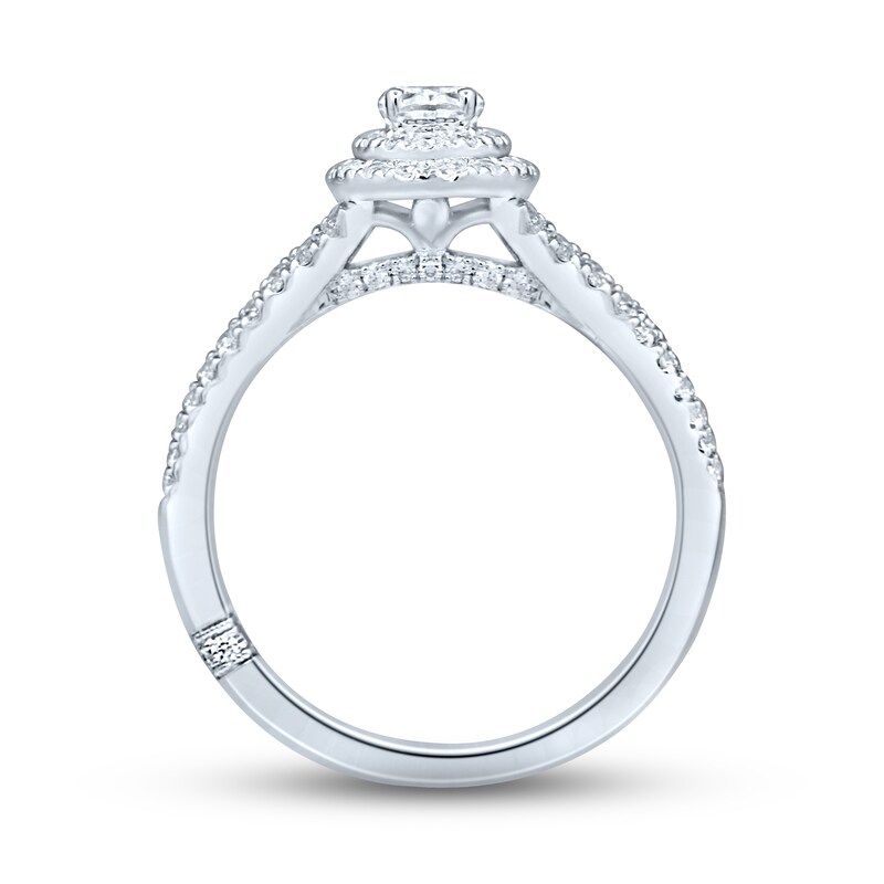 Main Image 4 of Monique Lhuillier Bliss Diamond Engagement Ring 3/4 ct tw Oval, Baguette & Round-cut 18K White Gold