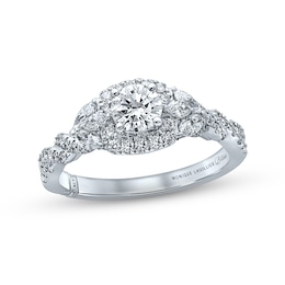 Monique Lhuillier Bliss Diamond Engagement Ring 1-1/8 ct tw Round & Marquise-cut 18K White Gold