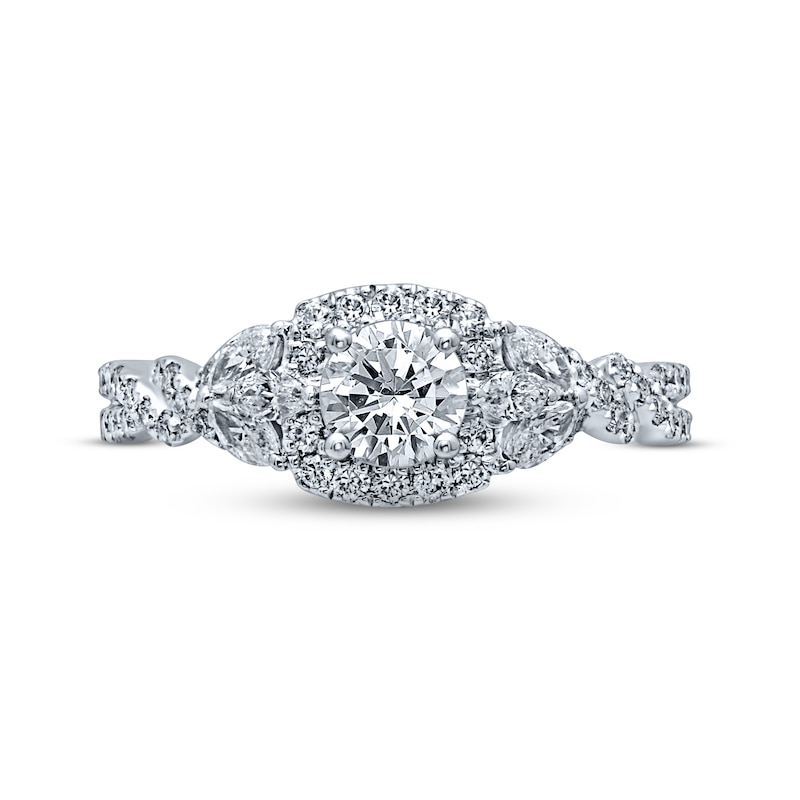 Monique Lhuillier Bliss Diamond Engagement Ring 1-1/8 ct tw Round & Marquise-cut 18K White Gold