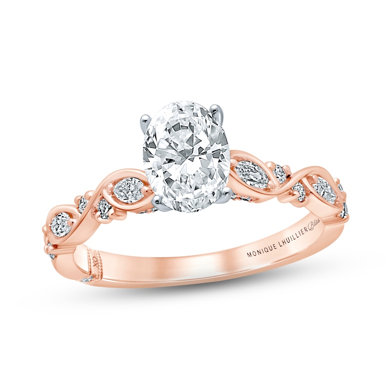 Monique Lhuillier Bliss Diamond Engagement Ring 1-1/4 ct tw Oval, Marquise & Round-cut 18K Rose Gold