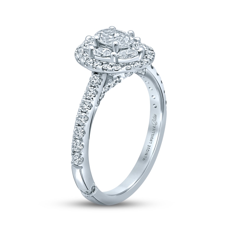 Main Image 3 of Monique Lhuillier Bliss Diamond Engagement Ring 1-1/4 ct tw Oval, Marquise & Round-cut 18K White Gold